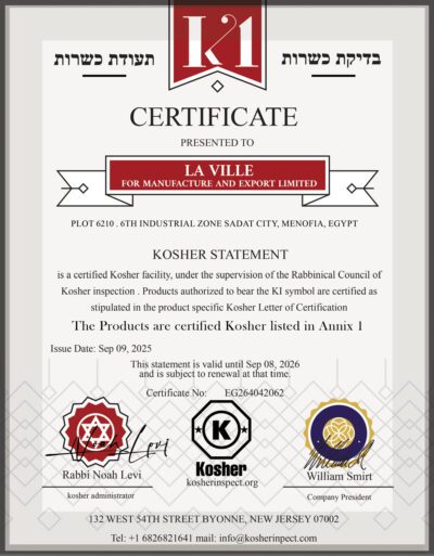 LA VILLE kosher certificate